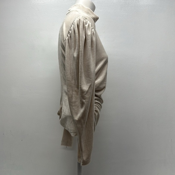 ALC Joss Top Blouse Mock Neck Long Sleeve Velvet Velour Ivory Cream Size 10 - Picture 3 of 10